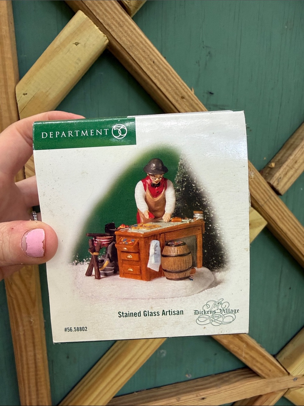 Department 56 Stained Glass Artisan Figurine - Green, Brown, Red, White